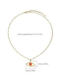 1pc Fashionable Retro 18K Gold Plated Stainless Steel Mysterious Guardian Devil's Eye Inlaid Tiger Eye & Green Natural Stone Pendant Necklace, Hypoallergenic, Suitable For Women's Daily, Party, Vacation, Layering, And Holiday Gifts - Gold - View 6