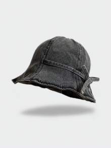 1pc Women's Washed Denim Bucket Hat, Daily Sun Protection Foldable Sun Hat - Women's Bucket Hat - View 7