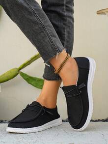 Men And Women With The Same Casual Low-Top Cloth Shoes, Chrysanthemum Embroidery Washed Cloth Loafers, Soft Non-Slip Wear-Resistant Fashion Cloth Shoes - 升級款黑色 - 查看 6