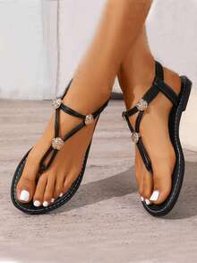 Dép xỏ ngón đế bằng mũi tròn, nhẹ, thoải mái, gợi cảm dành cho nữ. - màu đen - Xem 13