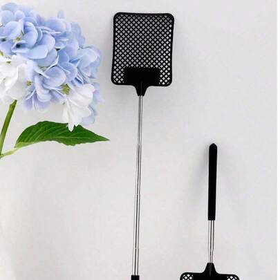 1个/2个装简约纯色可伸缩苍蝇拍，塑料材质，手动灭蚊灭蝇器，长柄设计，适用于家庭厨房、客厅、露台等场所，实用清洁工具，情人节、父亲节、母亲节礼物之选