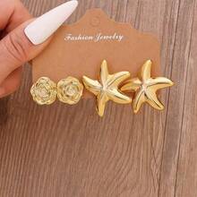 6-18件套时尚金属C形花朵不对称派对节日耳环套装，适合女性日常、节日、派对佩戴，轻盈CCB材质，女士时尚耳环套装 - 彩色 - 查看 4