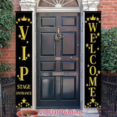 Pancarta de bienvenida a la entrada VIP del escenario, vibrantes actividades de fiesta al aire interior, fibra de poliéster duradera, diseño de decoración de fiesta distintivo, pancarta de poliéster duradera, múltiples estilos y colores para elegir.