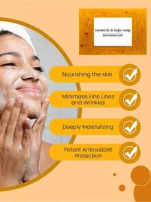 1/3/5 Turmeric Vitamin C Kojic Acid Brightening Cleansing Bar, Deeply Cleanses Skin, Brightens Complexion, Smoothens Texture, And Enhances Hydration, Bidding Farewell To Dullness And Roughness To Reveal Radiant Glow. Suitable For Bathing, This Handmade Soap Contains Natural Turmeric Root Extract, Providing Deep Cleansing While Moisturizing And Nourishing The Skin. - Multicolor - View 8
