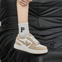 GA51691 春季平底滑板鞋，时尚舒适软底休闲鞋 - 杏色 - 查看 4