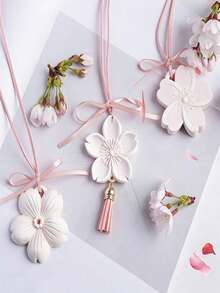 Molde colgante de silicona con diseño de flor de cerezo 3D para velas, resina epoxi, arcilla, jabón aromático, clip de ventilación de coche, pegatina de refrigerador, expansión de armario, piedra, yeso, decoración de taza de vela, regalo hecho a mano, molde de colgante - molde de silicona blanco - Ver 7