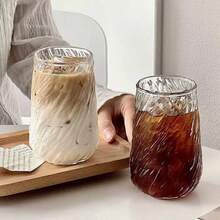 1/2/4pcs Set Elegant Tornado Glass Cup, 420ml/14.3oz Innovative Cocktail Glass, Engraved Beer Mug, Clear Coffee Cup, Beverage Cup, Iced Tea Cup, Tea Set Container, Portable Insulated Coffee Container, Milk Tea Cup. Reusable Glass Cup. - Multicolor - View 4
