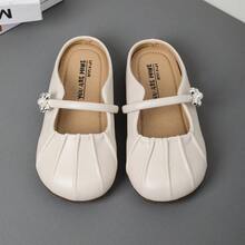 1 Đôi dép công chúa cho bé gái, đế bằng mềm mại, chống trơn trượt, mũi tròn, thiết kế xếp ly, nơ, màu be, dép xăng đan thời trang cho trẻ em. - Màu be - Xem 6