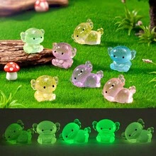 6/12pcs Glow-In-The-Dark Mini Resin Mexican Axolotl Figurines, Compact Mexican Axolotl Decor That Hides In Darkness, Suitable For Miniature Garden Landscape, Crafts, Party Favors (Random Color) - Multicolor - View 5