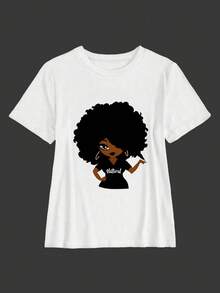 Camiseta de manga corta con estampado de dibujos animados para primavera y verano - Blanco - Ver 3