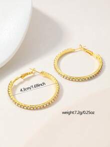 1 Đôi bông tai dáng dài kiểu cổ điển tráng men với vòng vàng, thích hợp cho nữ giới đeo hàng ngày và trong các lễ hội. - Vàng - Xem 2