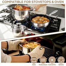 Pots, Pots And Pans Set, Stainless Steel Cookware Set - 15 Pieces Pots And Pans Nonstick Pot And Pan Set Includes 1 Frying Pans, 5 Pots, 6 Lids And 3 Utensils, With Stay Cooling Handle, Induction Oven - 查看 4