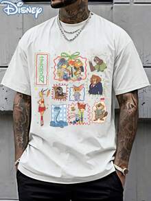 Disney Officially Licensed Graphic T Shirts 100 Percent Cotton Disney Shirt, Zootopia Character Collage T-Shirt, Unisex, 200g, Cartoon Print, Casual Daily Wear - White - View 1
