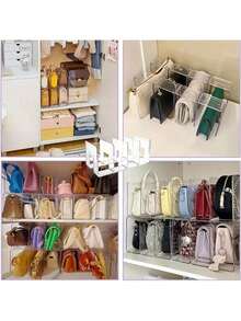 4pcs Transparent Plastic Bag Organizer Dividers, Acrylic Wardrobe Storage Racks, Handbag Organizer Holders, Clear Bag Organizers - Clear - View 8