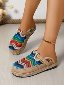 复古刺绣平底休闲鞋 - 彩色 - 查看 6