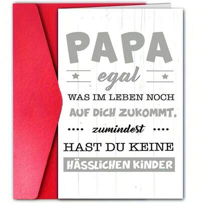 1pc Funny German Father's Day Greeting Card With Envelope – "At Least You Don't Have Ugly Youngsters!" Humorous Message, 12cm X 18cm, Perfect For Great Dads, Stepdads, And Adoptive Fathers