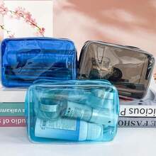 Neon Pouch Small, Makeup Bag, 7"X2.3"X4.7" Size TSA Approved Toiletry Bag, Clear Travel Bags For Toiletries, Clear Cosmetic Bag For Women And Men Small (Transparent (Black Bone)) - 酒紅色 5件裝 - 查看 4