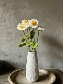 10支手工钩织雏菊花束，多用途家居/汽车/办公室装饰，精美个性化展示，节日/季节装饰，适合作为情人节、教师节、母亲节、感恩节、婚礼、生日礼物 - 涤纶材质，无需用电 - 彩色 - 查看 10