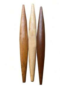 1pc Beige Wooden Rolling Pin, Multifunctional Baking, Dumpling & Noodle Making Roller - Khaki - View 7