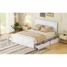 Single Wooden Bunk Bed 160x200 With Four Drawers, White - White - View 5