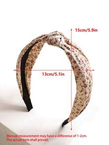 1 pièce/3 pièces Bandeau large vintage élégant à motif floral Ditsy, bandeau large rétro français à nœud floral, bandeau imprimé minimaliste polyvalent pour femmes, bandeau large noué en tissu bohème, convient pour les vacances, le port quotidien, élégant serre-tête - Multicolore - Voir 5