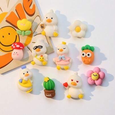 6个可爱卡通加油鸭冰箱贴，创意迷你熊磁性贴纸，早教装饰便签，冰箱贴，家居装饰，适合家庭和旅行纪念品，万圣节和圣诞节最佳礼物，完美礼物，创意黑白照片墙贴，适用于家居和厨房装饰，可爱装饰贴纸，厨房办公室白板储物柜装饰，厨房装饰，家居装饰，情人节礼物，送给朋友和家人的礼物