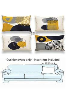 4件套波西米亚芥末黄和灰色抽象艺术抱枕套，18x18/16x16/20x20英寸，几何极简主义美学，中世纪现代装饰靠垫套，适用于沙发和家居装饰（不含枕芯） - 彩色 - 查看 15
