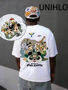 Disney UNIHLO  Mickey  Print  Summer Casual Versatile Pure Cotton T-Shirt Suitable For Any Place - 白色 - 查看 1