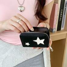 New Star Zipper Bank Card Holder With Multiple Card Slots Credit Card Coin Purse Versatile Cute Wallet Money Storage Bags - màu đen - Xem 7