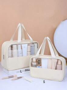 Bộ 3 túi đựng mỹ phẩm du lịch bằng PVC dung tích lớn, túi cầm tay đựng đồ chăm sóc da, túi đựng mỹ phẩm thiết yếu khi đi du lịch, thích hợp đựng son môi, cọ trang điểm. - Nhiều màu - Xem 5