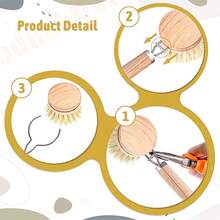 1pc Replaceable Head Wooden Handle Dish Brush, Multi-Functional Natural Bristle Kitchen Cleaning Brush For Bowls, Plates, Pots - Detachable Cleaning Brush - View 5