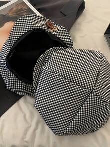 Retro Houndstooth Beret, Unique Design Artistic Flattering Korean Style Painter Cap - Multicolor - View 4