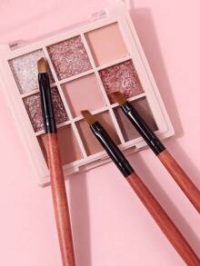 3pcs Hot Selling Eye Makeup Brushes, Wooden Handle Angled Eyeliner Brush, Detail Brush, Concealer Brush, Soft Bristles Non-Irritating Makeup Tools For Beginners - Red - View 5