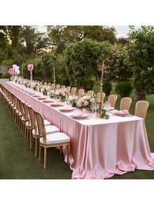 1件大号长方形纯白色缎面涤纶桌布，适用于婚礼、派对和宴会 - 可机洗，可重复使用，派对装饰用品，适合长桌、聚会、派对装饰 - 彩色 - 查看 12