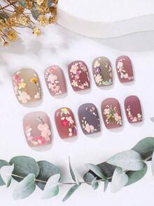 Purely Handmade Nail Art, 10-Piece Set, Pink, Short Trapezoid, Beauty, Fragrance Style, French Tip Nails, Press On Nails, New Years Nails, Valentines Nail, Uv Light Nails, Summer Nails, Matte Manicure, Wearable Nail Art, Elegant And Generous Design Nail Supplies Nails - SG2-551 - 查看 5