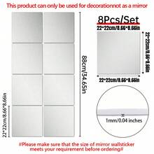 4/8pcs Square Decorative Mirror Wall Stickers, 3D Mirror Tile Wall Stickers, DIY Wall Decor, 1mm Ultra-Thin Acrylic Mirror Stickers, Wall Stickers, Vinyl Stickers, Home Decor, Spring Decor, Home Renovation - Square - View 19