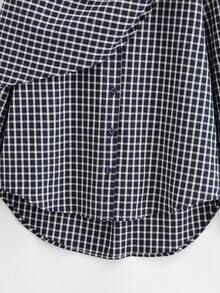 Camisa a cuadros casual y versátil para uso diario de mujer - Azul Marino - Ver 4