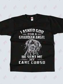 Cane Corso Guardian Angel Back Print T-Shirt - Black - View 2