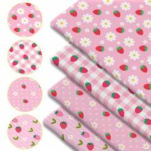 1 tấm vải chần bông in hình dâu tây - Kích thước 59 x 19,68 inch (150 x 50 cm) - Vải polyester cắt sẵn với họa tiết dâu tây màu hồng pastel - Thích hợp cho may vá DIY, làm sổ lưu niệm, khăn trải bàn và các sản phẩm thủ công. - quả dâu - Xem 1