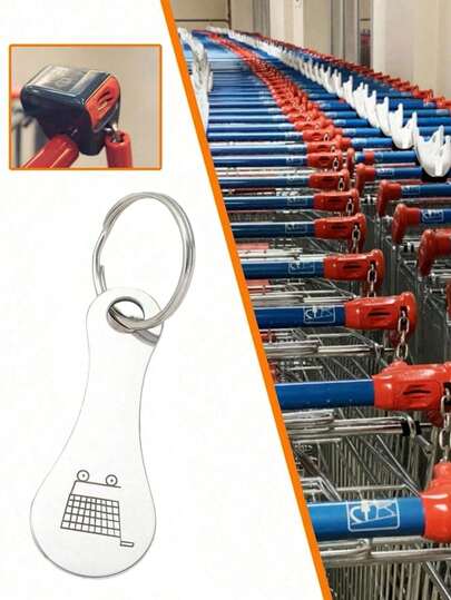 1pc/3pcs Creative Supermarket Shopping Cart Laser Keychain, Anti-Lost Tag Keyring Accessory, School & Car Accessories, Cute Gothic Y2K Style.