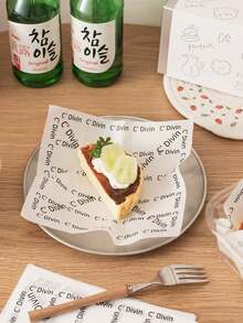 100pcs Minimalist Cartoon Pattern Baking Paper, Valentine's Day Cookie Gift Wrapping Paper, Handmade Paper, Baking Paper, Grease-Proof Food Packaging Paper, Wax Paper Baking Tools, Kitchen Accessories, Cooking Supplies. The Pattern Arrangement May Vary Slightly In Each Batch. Back To School Season - View 7