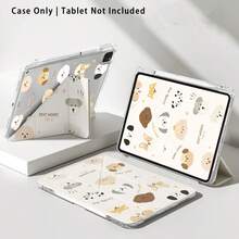 Capa Protetora de Tablet de Cristal Acrílico com Padrão de Cabeça de Filhote de Cachorro e Suporte, Compatível com Samsung A9/A9+/S9/S9FE/A11/A11+/S11/S10 FE/S10 FE+/S10 Lite, Apple Air 5/6, Honor, Matepad e Outros Modelos Populares. Dobrável, Cantos Reforçados com Silicone, Função de Despertar/Dormir Automática, Slot Integrado para Caneta, Suporte Ajustável em Vários Ângulos - Proteção Diária Perfeita, Ótimo Presente para Feriados. - Multicolorido - Visão 8