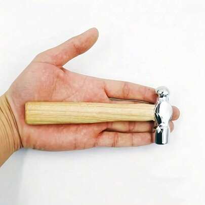 1 pieza Mini martillo de cabeza redonda con mango de madera - Herramienta multiusos, adecuada para romper nueces, proyectos DIY y escape de automóviles - Diseño compacto y duradero