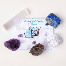 5件套天然紫水晶和透石膏脉轮水晶石套装 – 灵气疗愈瑜伽宝石收藏礼盒 - 彩色套盒 - 查看 3