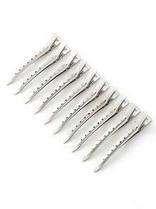 10/20个装女士银色9厘米金属发夹，蓬松造型，无痕发夹，适用于发根、刘海、鸭嘴夹，造型师专用发夹 - 銀色 - 查看 6