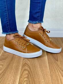 Women's Casual Sneakers, Women's Flat Shoes, Women's Fashionable, Comfortable, Soft, Flat Shoes For Everyday Wear, New - 駝色 - 查看 3