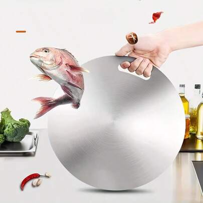 1pc High-Quality Titanium Steel Cutting Board - Double-Sided Stainless Steel, Smooth Surface Suitable For Kitchen And Catering Use