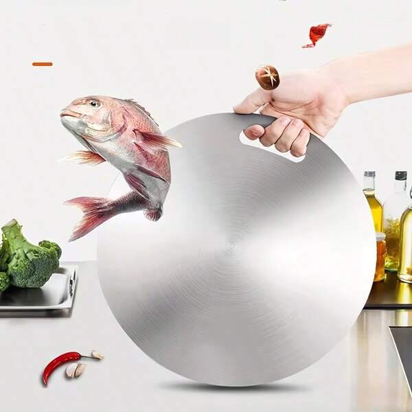 1pc High-Quality Titanium Steel Cutting Board - Double-Sided Stainless Steel, Smooth Surface Suitable For Kitchen And Catering Use