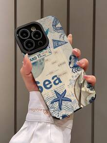 1个复古海洋风优雅竖条纹贝壳、螃蟹、海星图案软壳手机保护套，适合作为生日/节日礼物送给朋友、家人、情侣，兼容及其他型号手机。 - 彩色 - 查看 3