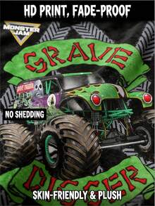 Monster Jam Plush Travel Throw Blanket - Super Soft & Cozy Travel Accessories Features - Multicolor - View 2